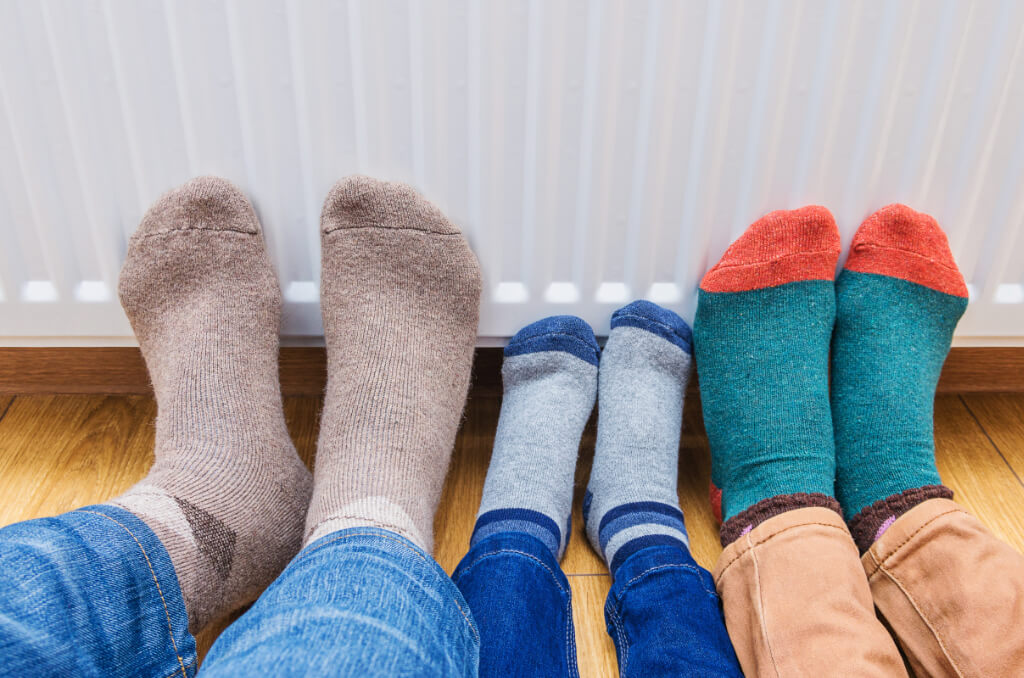 central heating radiator warming feet
